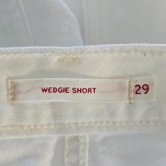 Levi's Premium Two Tone White and Blue Wedgie High Rise Denim Jean Shorts - Picture 13 of 14